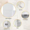 A collage of close-up images showcasing features of a white bathroom cabinet. Podgląd zdjęcia produktu