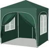 A green gazebo with white trim and windows is shown from the front, with an open entrance. Produktbild-Vorschau