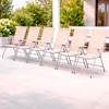 6er Set Garten Klappstuhl Hochlehner Alu - Textilen 7- Positionen Silbergrau/Beige Produktbild-Vorschau