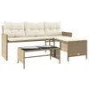 Gartensofa in L-Form mit Tisch und Kissen Beige Poly Rattan Produktbild-Vorschau 1