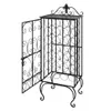 A black metal wine rack with an open door, displayed against a white background. Náhľad obrázku produktu