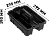 A black plastic tool carrier with internal compartments and a red and black handle. Dimensions are indicated by text and lines. Náhľad obrázku produktu