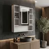 Armoire De Toilette Avec Miroir Rea Luna 70X80 Led Blanc Voir les images du produit 2