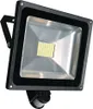 A black LED floodlight with a motion sensor attached to the bottom, shown against a white background. Anteprima dell’immagine prodotto