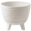 A white planter pot with a textured exterior and three legs, isolated on a white background. Produktbild-Vorschau