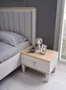 Garnitur Doppelbett Schlafzimmer Bett Nachttische Grau Holz Produktbild-Vorschau 3