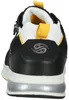 The back view of a black sneaker with yellow and white accents. Voir les images du produit