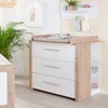 A nursery room setting with a changing table and drawers, a plant, and wall decorations. Anteprima dell’immagine prodotto