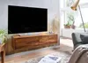 Lowboard Sheesham Massivholz 108x25x34cm Hängend TV-Schrank Braun an der Wand montiert mit zwei Schubladen. Anteprima dell’immagine prodotto