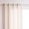A close-up view of a white curtain hanging from a curtain rod. Produktbild-Vorschau
