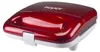 A red and white waffle maker is shown from a slightly elevated front-left angle on a white background. Náhľad obrázku produktu