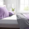 Bettwäsche Set 200x220 cm in Lila Grau mit Streifenmuster Produktbild-Vorschau 3