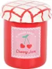 A ceramic jar shaped like a jar of cherry jam, with a lid decorated with a red and white checkered pattern. Voir les images du produit