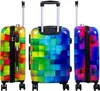 Three suitcases with a mosaic pattern in rainbow colors are displayed against a white background. Produktbild-Vorschau