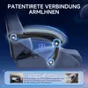 Close-up of a gaming chair's armrest mechanism with overlaid graphics and text. Produktbild-Vorschau