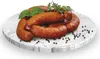 A pile of sausages on a marble plate with some herbs and peppercorns. Náhled obrázku produktu