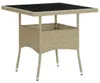 vidaXL Garten-Esstisch Beige Poly Rattan und Glas Produktbild-Vorschau 5