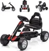 A collage of images showing a black and red go-kart from different angles. Podgląd zdjęcia produktu