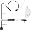 A diagram showing a Retevis throat microphone headset and its dimensions, with a silhouette of a person wearing a similar device. Produktbild-Vorschau