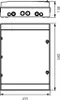 Technical drawing of an electrical distribution box with dimensions. Produktbild-Vorschau