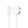 A white USB-C cable connected to a white magnetic wireless charger for an Apple Watch, presented on a white background. Produktbild-Vorschau