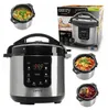 A collage of a Camry multi-cooker, its packaging, and close-ups of food inside the cooker. Náhľad obrázku produktu