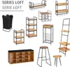 A collection of various furniture and storage items, including shelves, a shoe bench, and stools, presented against a white background. Náhled obrázku produktu