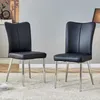 2er-Set Esszimmerstühle, schwarzes Kunstleder, silberne Produktbild-Vorschau 7