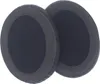 Two black ear pads for headphones are shown side-by-side against a white background. Voir les images du produit