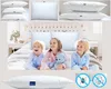 A collage of images showing pillows and children on a bed. Produktbild-Vorschau