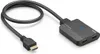 A black HDMI splitter with two HDMI output ports and one input port, shown on a white background. Voir les images du produit