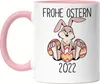 Frohe Ostern 2022 Tasse Rosa Osterhase Osterei Produktbild-Vorschau 1