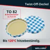WELLGRO 25x Einmachgläser mit Schraubdeckel blau kariert - Produktbild-Vorschau 3