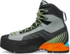 Ribelle Lite HD Wmn Mountain Elite Schuhe von Scarpa; graue Bergschuhe mit grünen Schnürsenkeln und orange-blauem Akzent. Produktbild-Vorschau