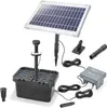 A solar-powered pond filter set with various accessories, laid out on a white background. Produktbild-Vorschau
