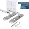 A set of door handles and mounting hardware is displayed on a white and light gray background, with an instruction manual visible. Produktbild-Vorschau