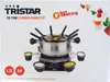 The image shows the packaging of a Tristar fondue family set. The packaging features a picture of the fondue set in use, along with product details and branding. Produktbild-Vorschau