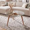 home24 Couchtisch - Glas / Eiche Massiv Produktbild-Vorschau 2