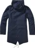 The back view of a navy blue parka jacket. Náhled obrázku produktu