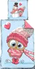 Winter Flausch Bettwäsche 135x200 cm Eule rosa blau Produktbild-Vorschau 1