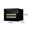 A black wine cooler with dimensions indicated by text overlays. Produktbild-Vorschau