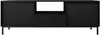 A black TV lowboard with fluted doors and an open shelf with a drawer. Náhled obrázku produktu