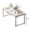 A white computer desk with various office supplies and a laptop on it, with dimensions indicated. Podgląd zdjęcia produktu
