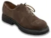 Traditionelle bayerische Trachtenschuhe aus braunem Rindsleder. Diese German Wear Schuhe mit Blockabsatz und runder Kappe sind aus feinstem Echtleder gefertigt. Langlebig, stilvoll und mit klassischem Schnürverschluss. Produktbild-Vorschau
