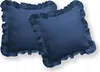 Two navy blue decorative pillows with ruffled edges are shown against a white background. Anteprima dell’immagine prodotto