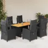 7-tlg. Garten-Essgruppe mit Kissen Schwarz Poly Rattan Produktbild-Vorschau 2