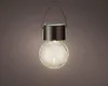 A solar-powered garden light shaped like a lightbulb with a cracked glass effect, hanging from a metal handle. Produktbild-Vorschau
