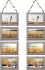 Two vertical collages of four photo frames each, hanging from ropes. Produktbild-Vorschau