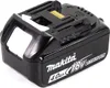 A close-up studio shot of a black Makita 18V lithium-ion battery pack. Produktbild-Vorschau