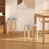 Set aus 4 stapelbaren runden Hockern aus grauem Holz, ? 40 Produktbild-Vorschau 9